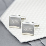 Silver Square Cuff Links - 1